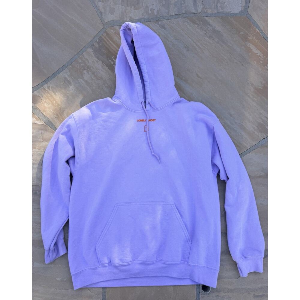 LONELY GHOST Hoodie Sweatshirt Adult Large TEXT ME WHEN YOU GET HOME Lavender